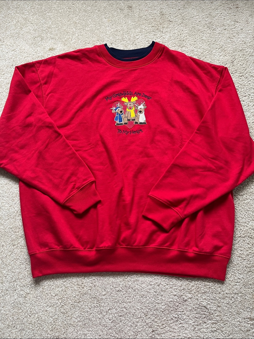 "My Grandkids Are Dear To My Heart" Red Crewneck Sweater Size 2X